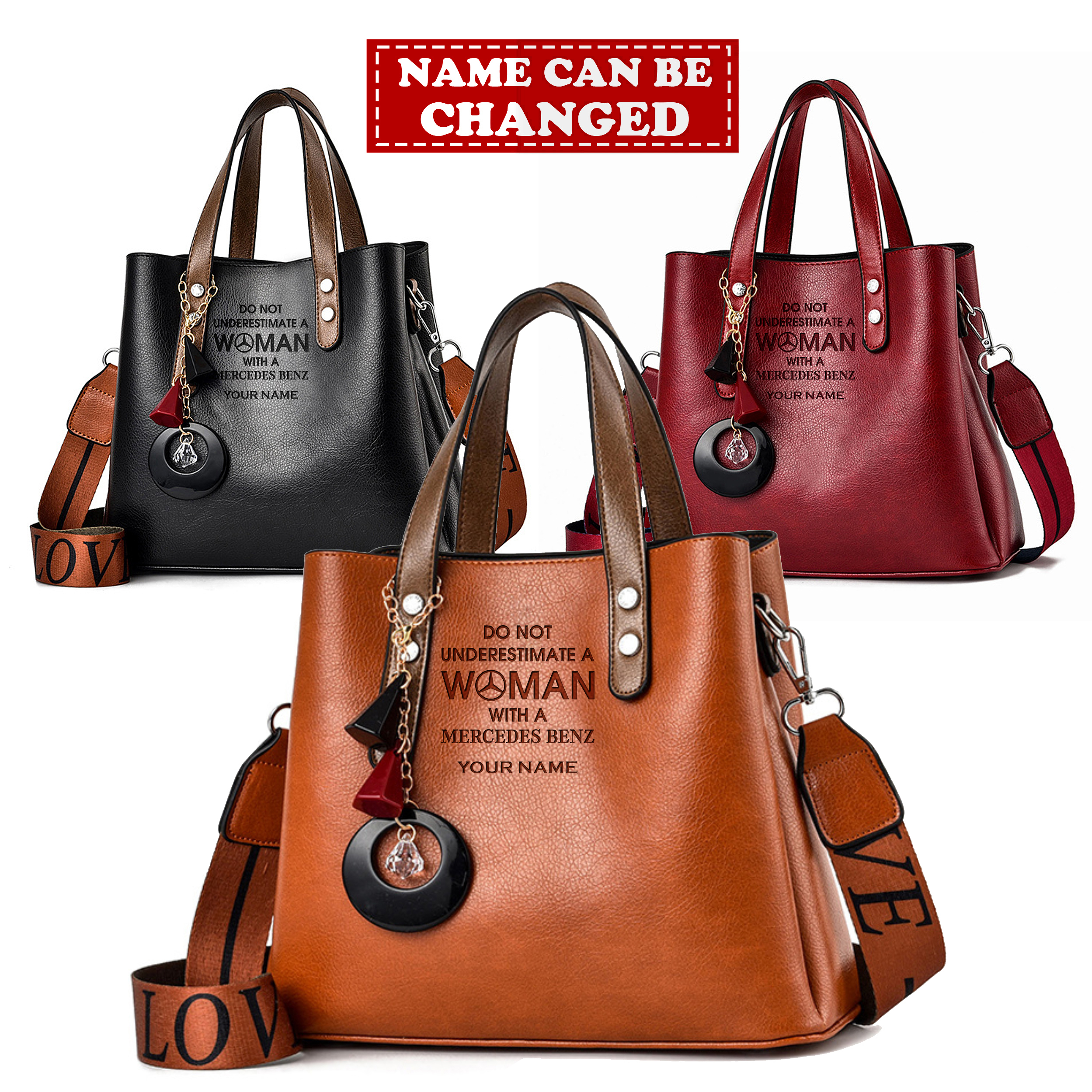Personalized MCD Don't Underestimate Me Luxury Leather Women Handbag